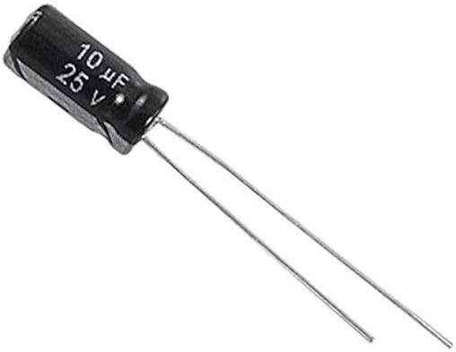 10µF 25V Electrolytic Capacitor Through-Hole